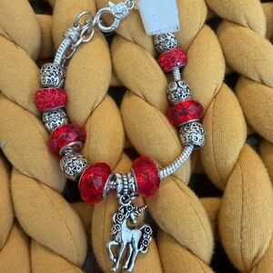Red and Silver Charm Bracelet